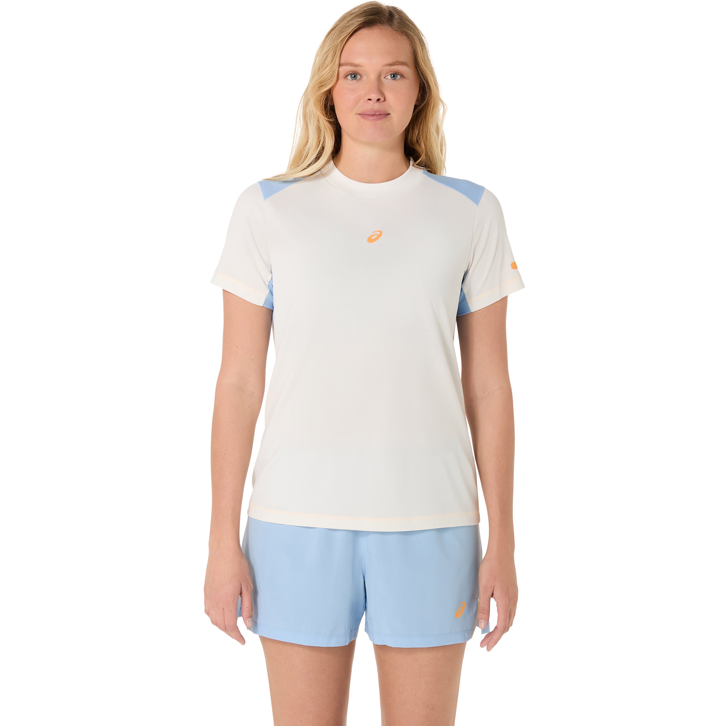 Asics Core T - Shirt Damen Creme, Blaugrau