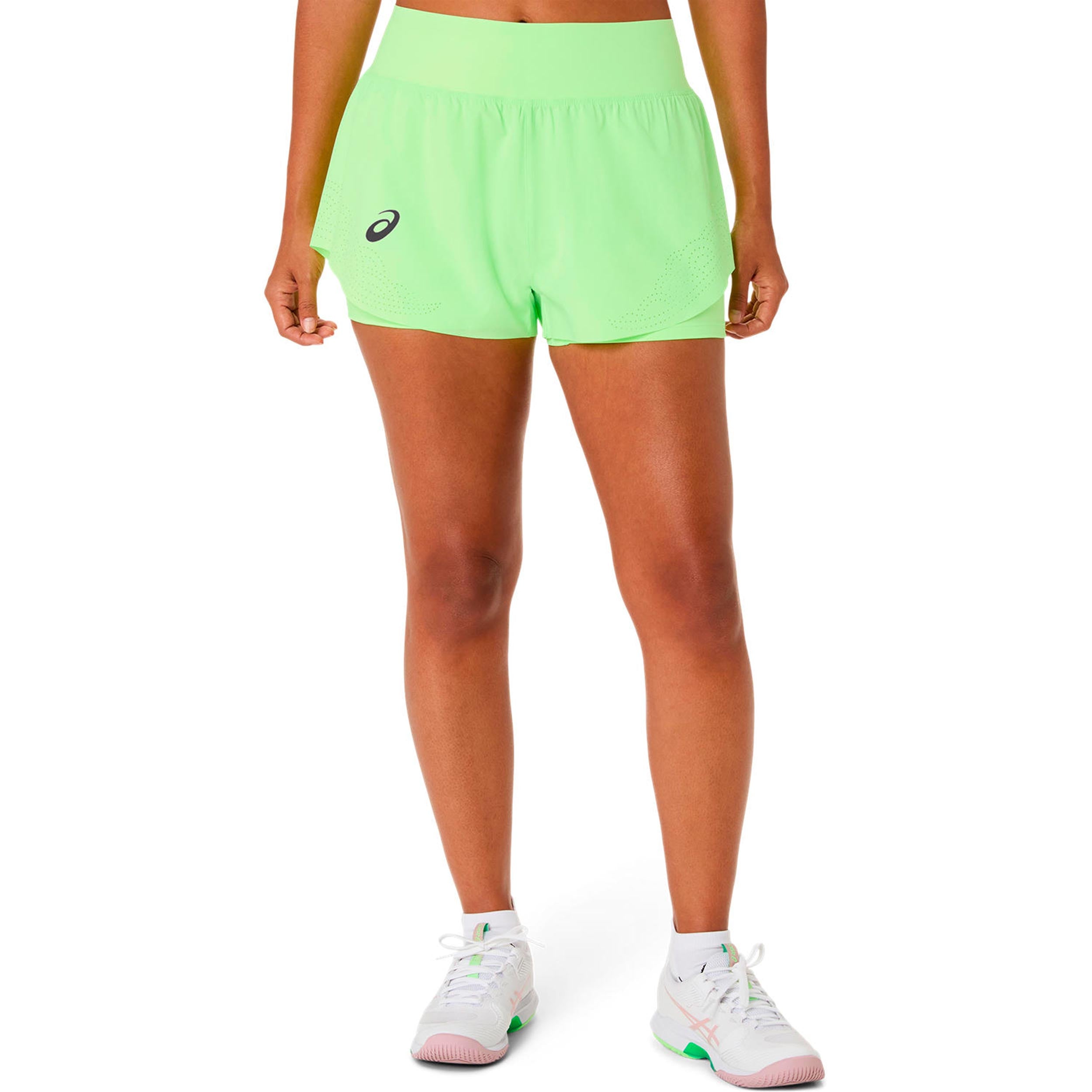 Asics Match Laser Cut Shorts Damen - Limette