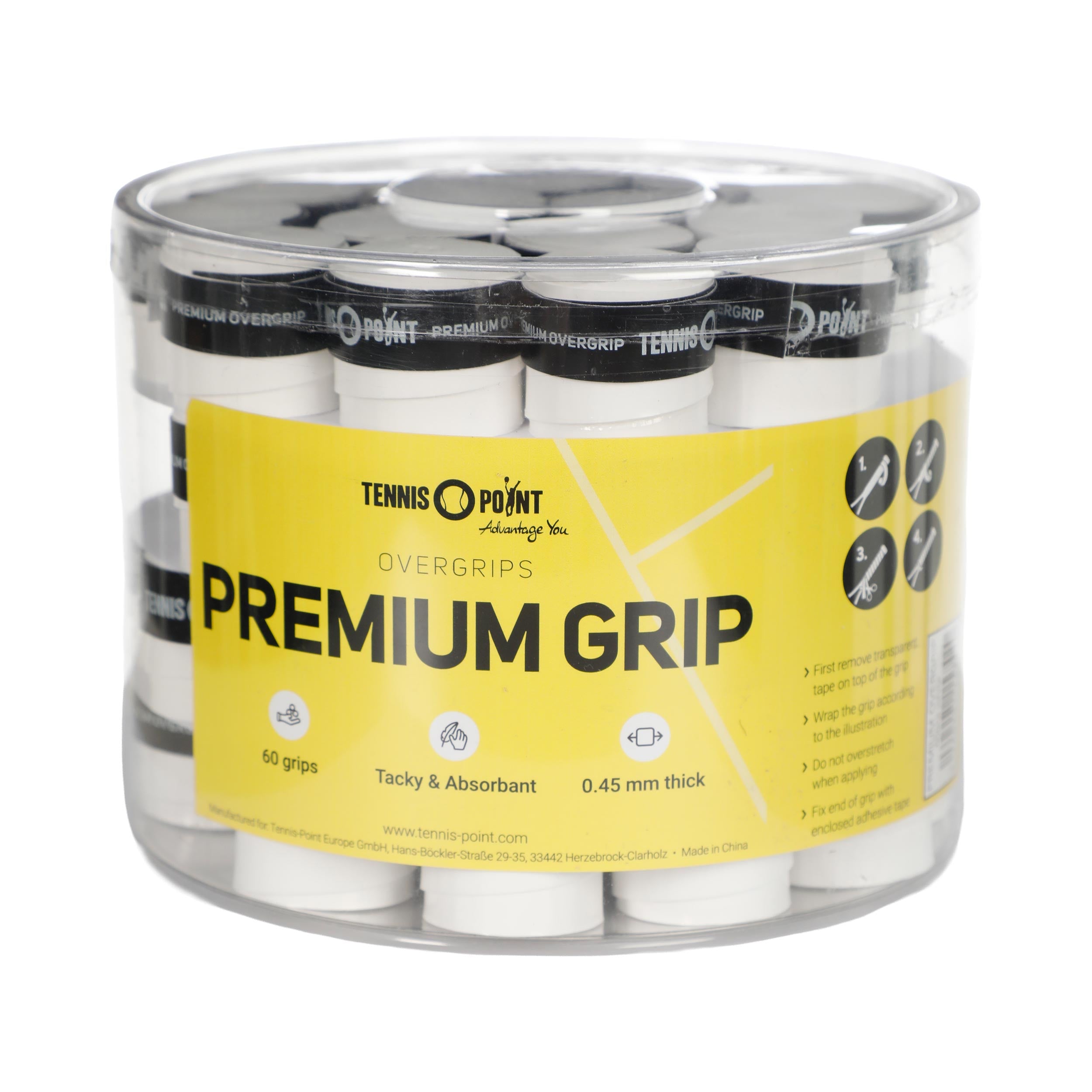 Tennis - Point Premium Grip 60er Pack Weiß