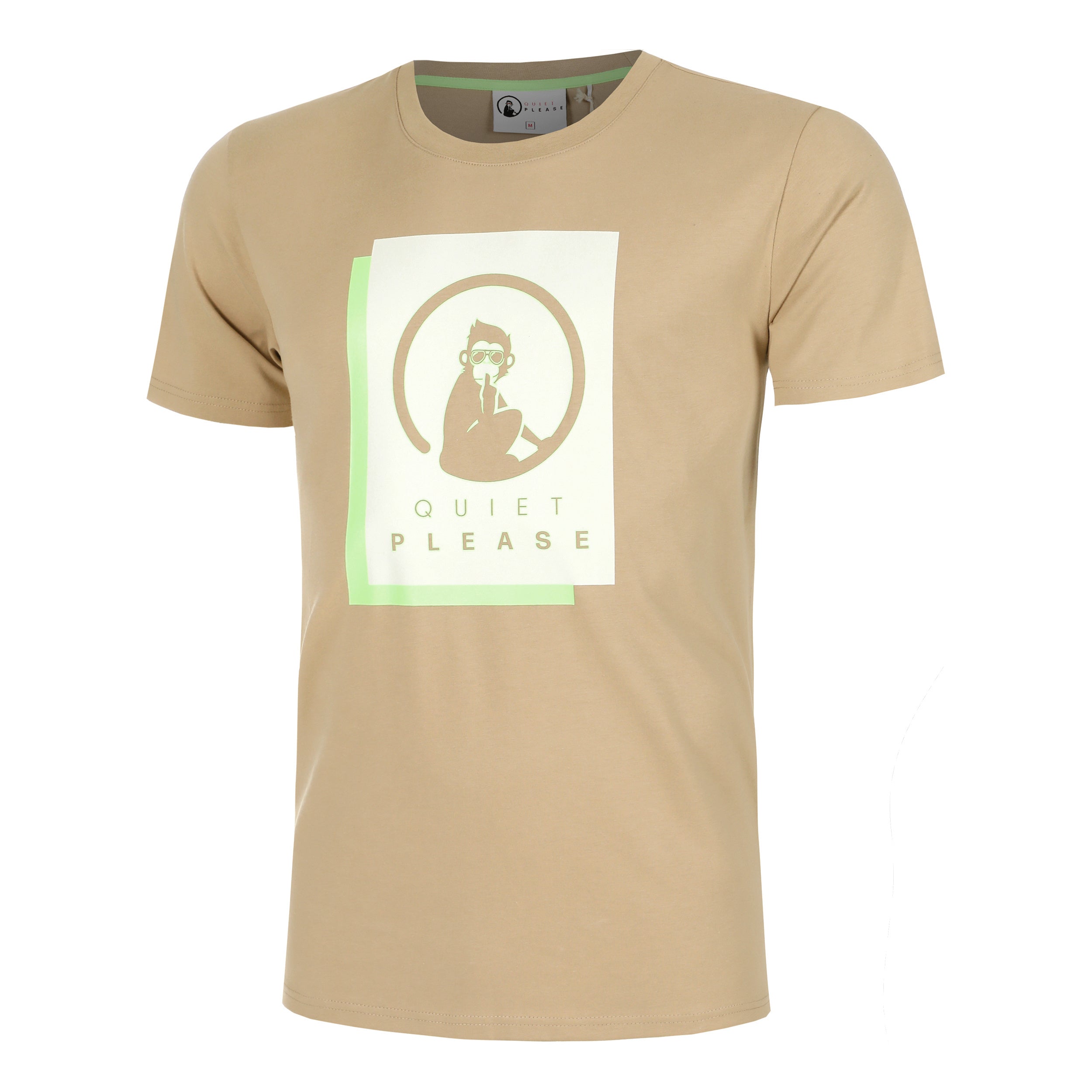 Quiet Please Wild Layer T - Shirt Herren Beige, Neongrün