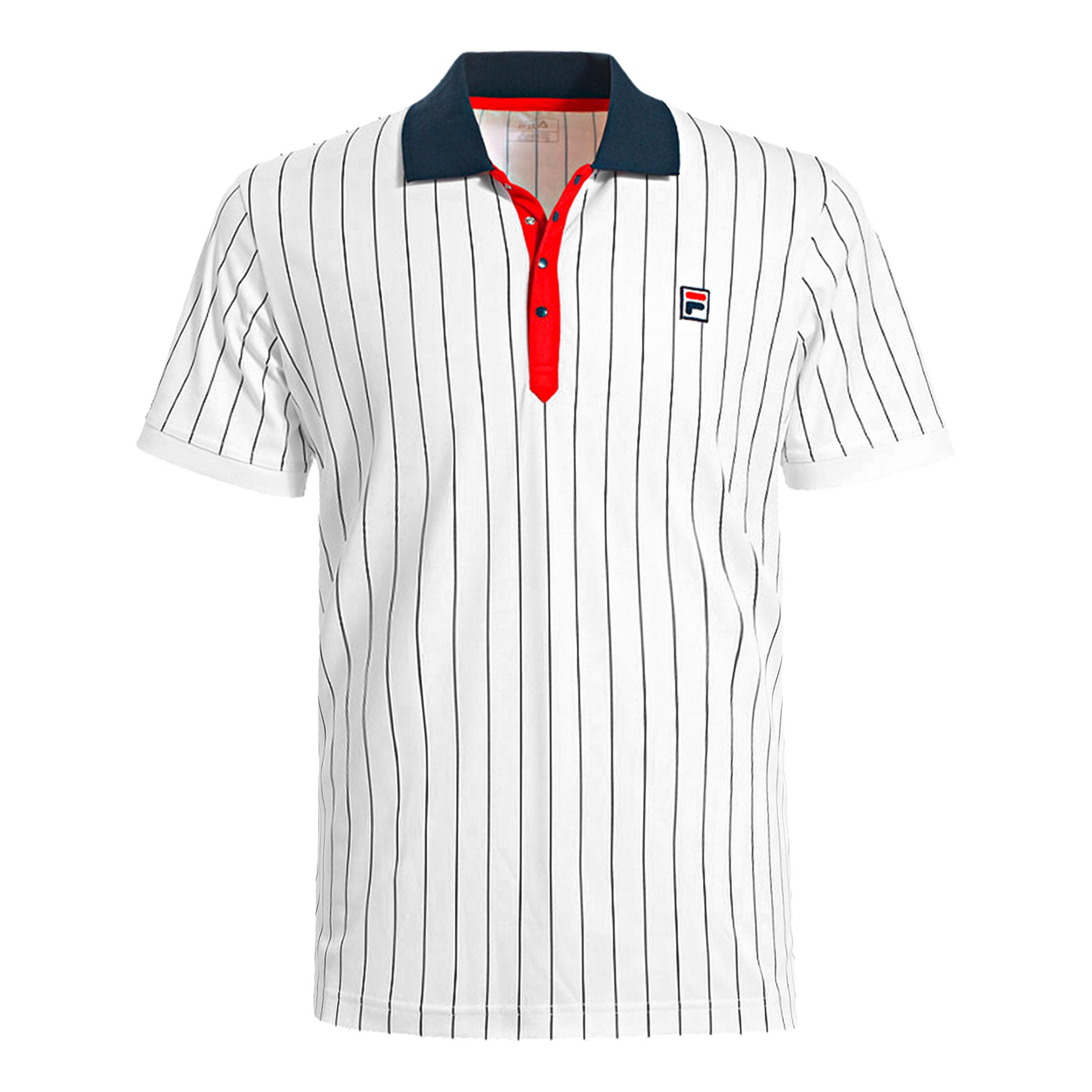 Fila Stripes Polo Herren - Weiß, Dunkelblau